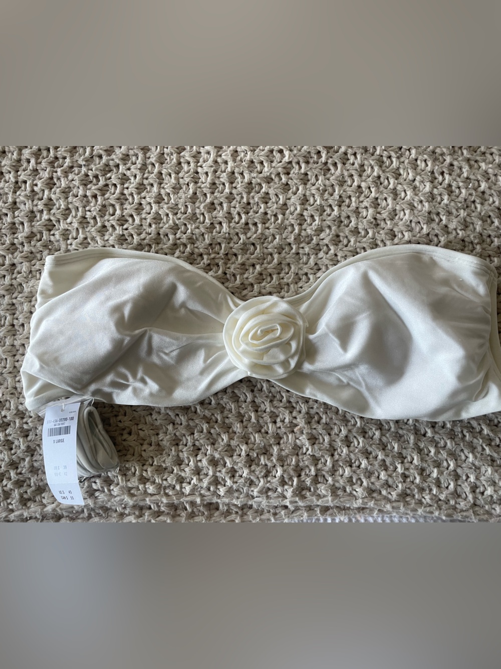 Abercrombie & Fitch Strapless Floral Applique Bandeau Bikini Top - Ivory